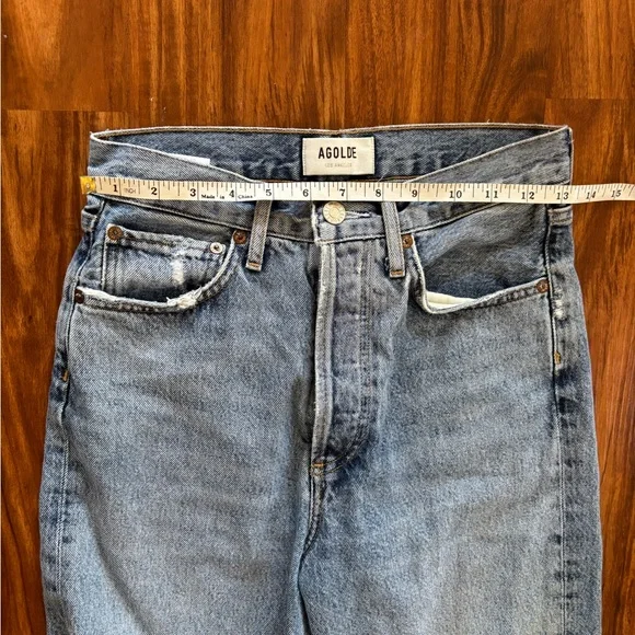 Agolde 90's Crop Mid Rise Jeans in Suspend Distressed Size 23 - Picture 6 of 7